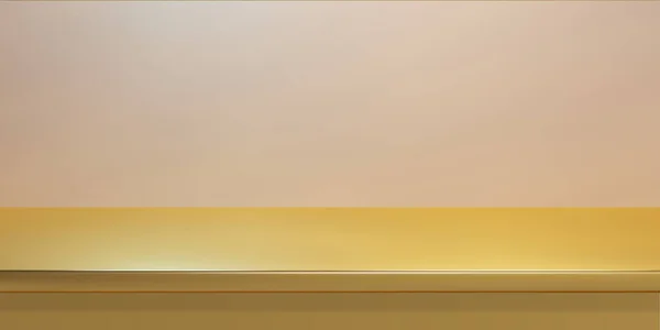 黄色の鋼のカウンター、空の棚。ベクトル現実的なモックアップ — ストックベクタ