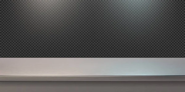 銀鋼カウンター、空の棚ベクトル現実的なモックアップ — ストックベクタ
