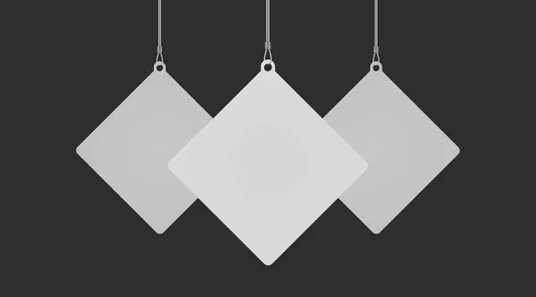 Diamond square dangler hanging from ceiling realistic mockup set — Vetor de Stock