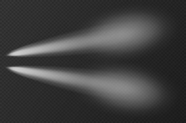 White transparent car headlight top view on night background