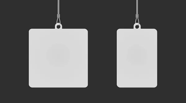 Set of rectangular and square danglers hanging from ceiling realistic mockup — Stockvector