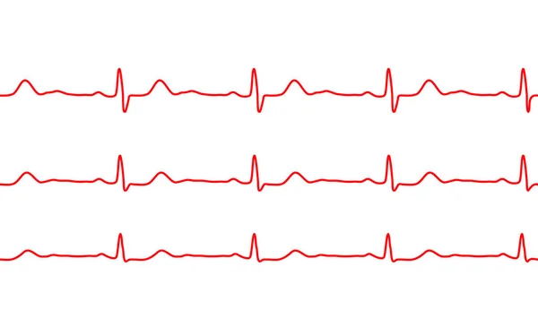 Heart beat ecg or ekg seamless red line on white — Stock Vector