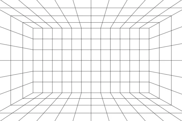 Griglia stanza 3D con una prospettiva punto — Vettoriale Stock