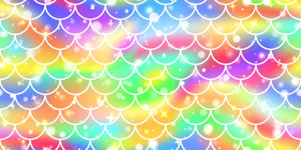 Holographic iridescent neon mermaid scale seamless pattern — Stock Vector