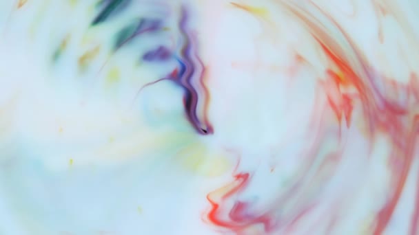 Swirls of marble, flowing multicolored rivers, red, blue and white colors. — Stockvideo