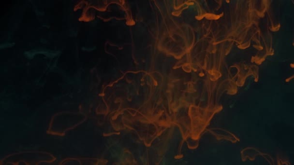 Mixing particles of glowing colors of green and red paint in smoke. — Stockvideo