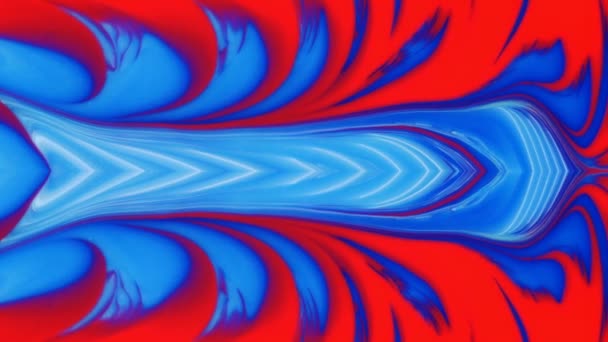 Fondo azul-rojo móvil con un patrón ornamental. Arte fluido de la pintura. — Vídeos de Stock