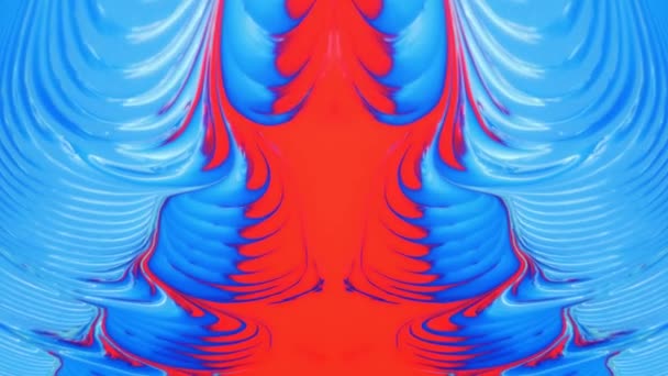 Beweglicher blau-roter Hintergrund mit ornamentalem Muster. Fluide Kunst der Farbe. — Stockvideo