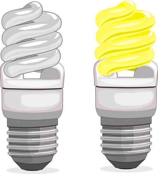On, Off, economical fluorescent light bulb — Stock Vector