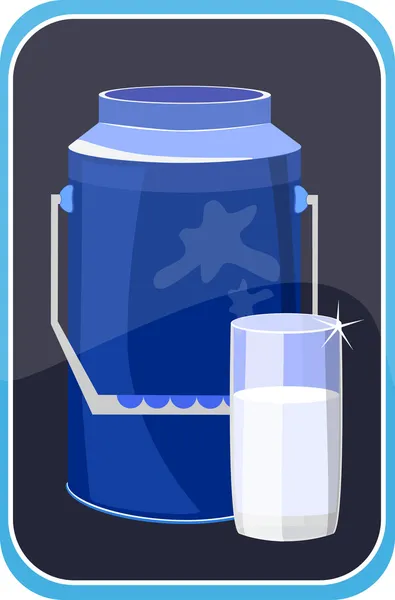 Un vaso de leche una lata, leche icono — Vector de stock