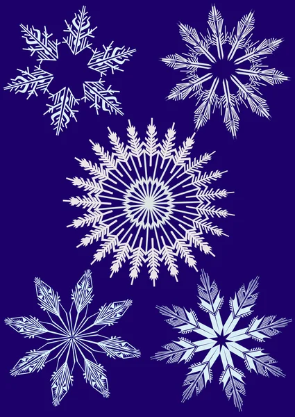 Patrón de copos de nieve sobre un fondo azul — Archivo Imágenes Vectoriales