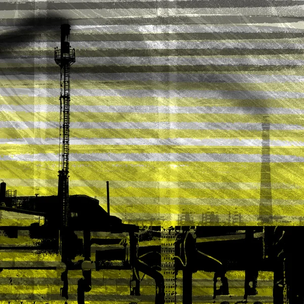 Larmstatus av anläggningen. fabriksområdet. katastrofen i anläggningen, grunge bakgrund med rör — Stockfoto