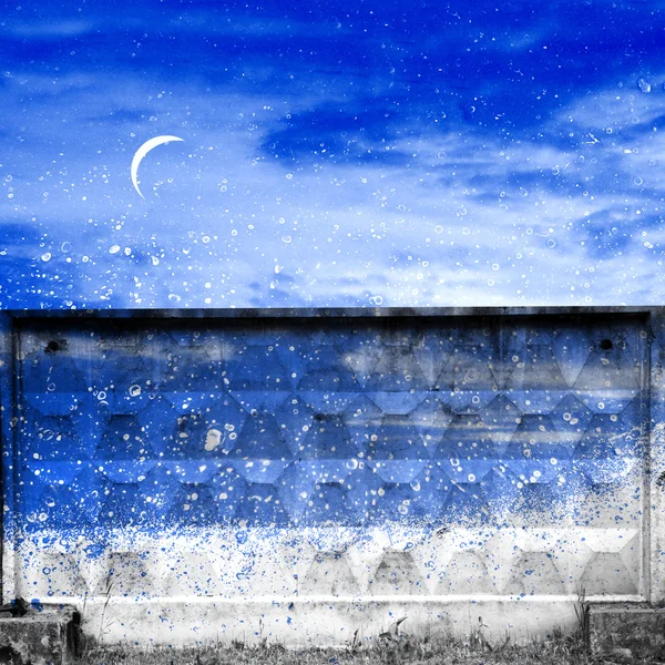 Nacht, de maan en de muur — Stockfoto