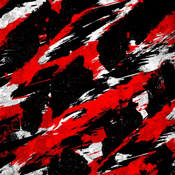 Pintura abstrato splatter preto branco vermelho — Fotografia de Stock