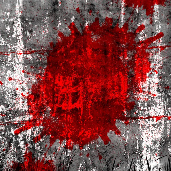 Parede grunge com mancha vermelha — Fotografia de Stock