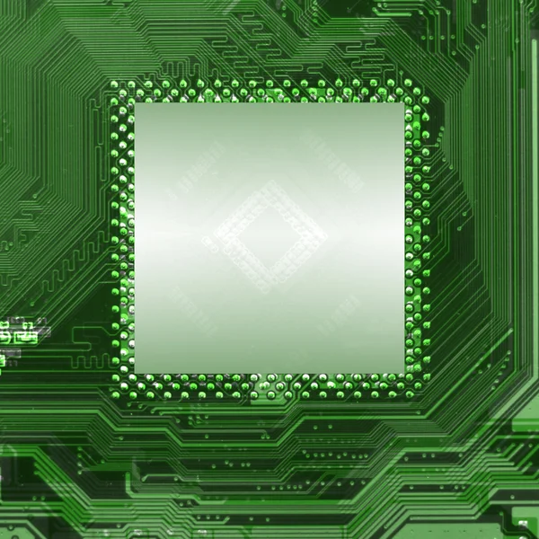 Зелена електронна чип-карта — стокове фото