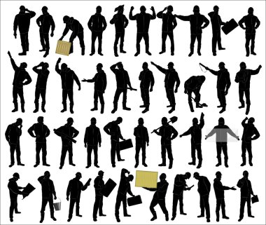 çalışan insanlar olarak Silhouettes