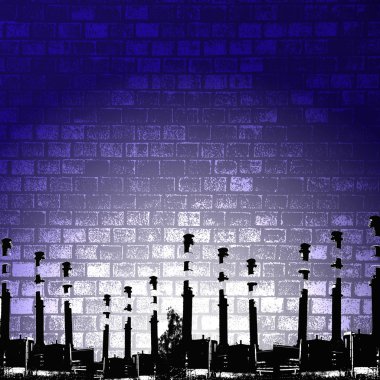 Grunge silhouette, industry background illustration.