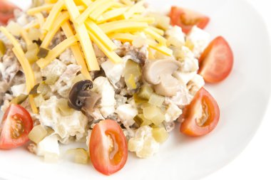 muchrooms, peynir, domates ile karışık salata