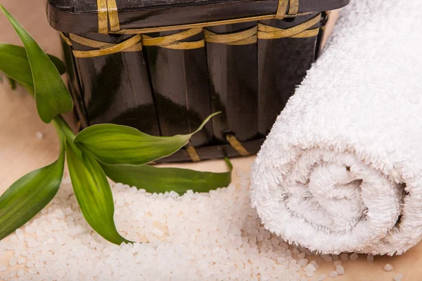 海盐和 spa 毛巾 — 图库照片