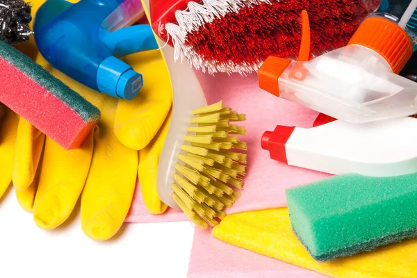 Assortment of means for cleaning and washing — Stock Photo, Image