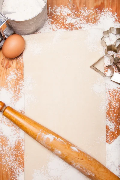 Péksütemények, a sodrófa, a tojás és a cookie-kra vonatkozó adatok — Stock Fotó