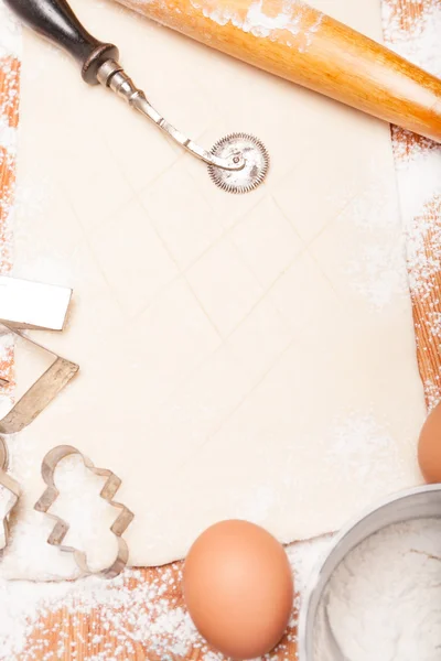 Pasta, oklava, yumurta ve çerezleri için rakamlar — Stok fotoğraf