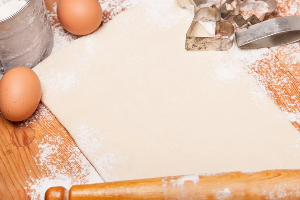 Pasta, oklava, yumurta ve çerezleri için rakamlar — Stok fotoğraf