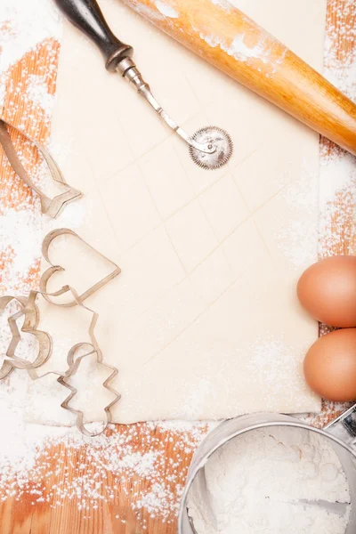 Pasta, oklava, yumurta ve çerezleri için rakamlar — Stok fotoğraf