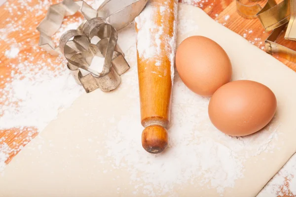 Pasta, oklava, yumurta ve çerezleri için rakamlar — Stok fotoğraf