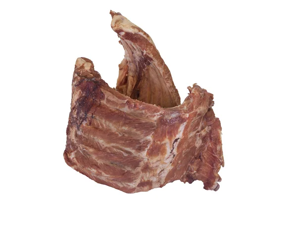 Humo aislado costillas de carne seca sobre fondo blanco — Foto de Stock