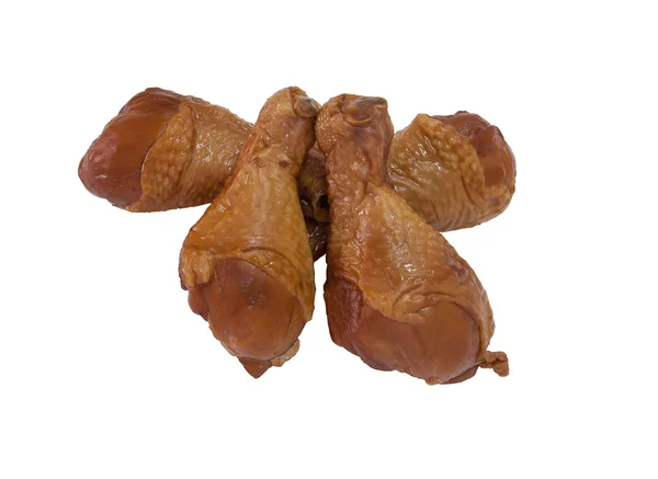 Κάποια καπνιστό κοτόπουλο πόδι σε άσπρο φόντο — Φωτογραφία Αρχείου