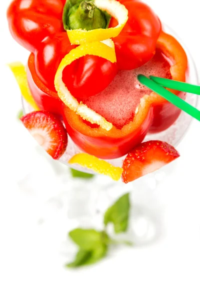 Long coctail in red pepper with decoration — Stock Photo, Image