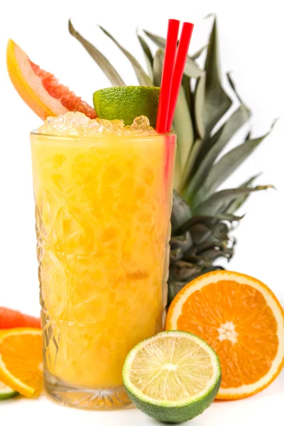 Long drink orange coctail with citruses — Stock Photo, Image