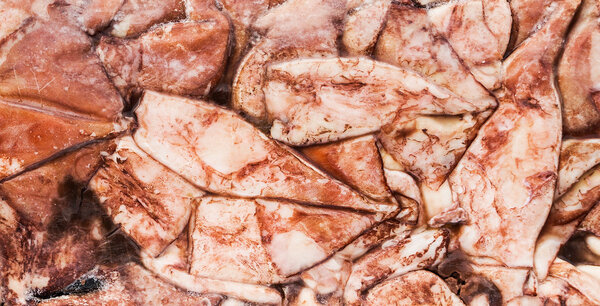 Замороженный кальмар в кирпиче для торговли и фона
