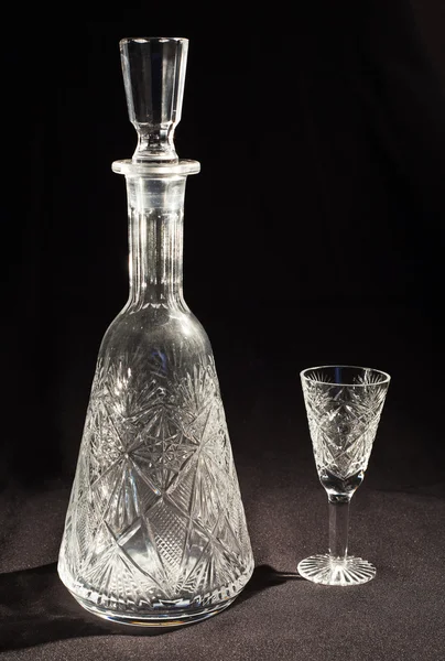 Crystal decanter and glass — Stock Photo, Image