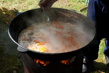 Cooking plov outdoor at kirn