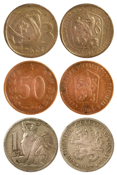 Raras monedas vintage de Checoslovaquia — Foto de Stock