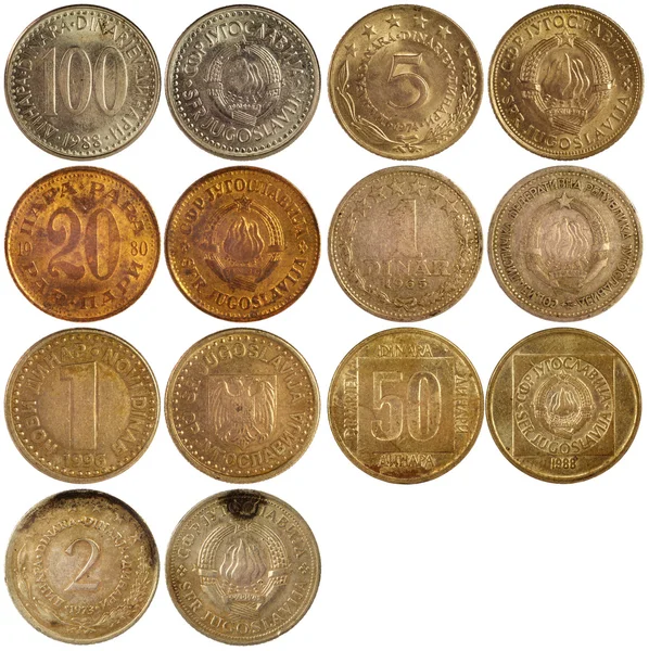 Gamla antika mynt av Jugoslavien — Stockfoto
