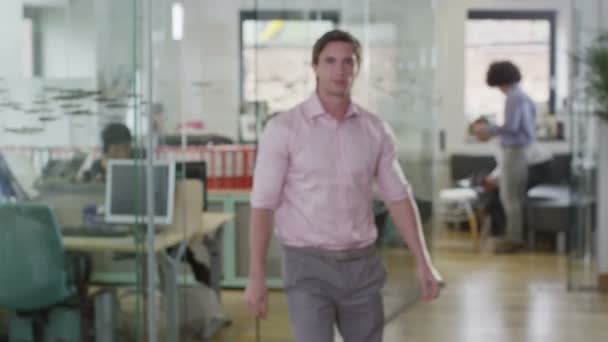 Модний молодий професійний чоловік в офісі — стокове відео