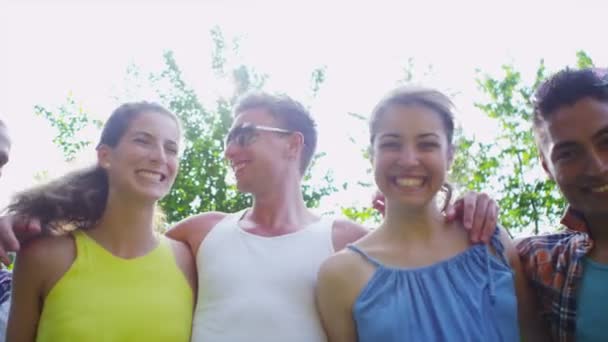 Друзів на відкритому повітрі сонячного світла — стокове відео