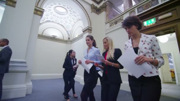 Kadın iş delege birlikte sohbet — Stok video