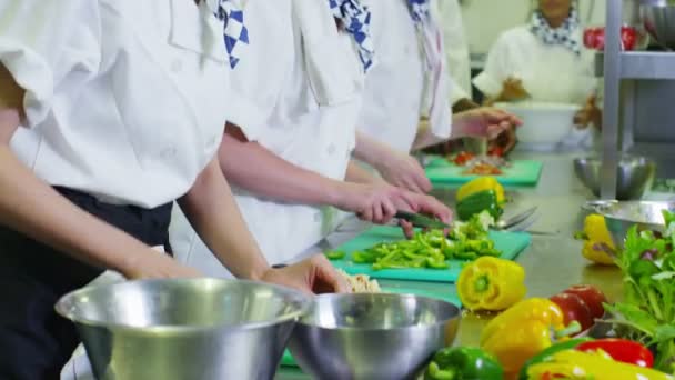 Chefs preparando alimentos — Vídeo de Stock