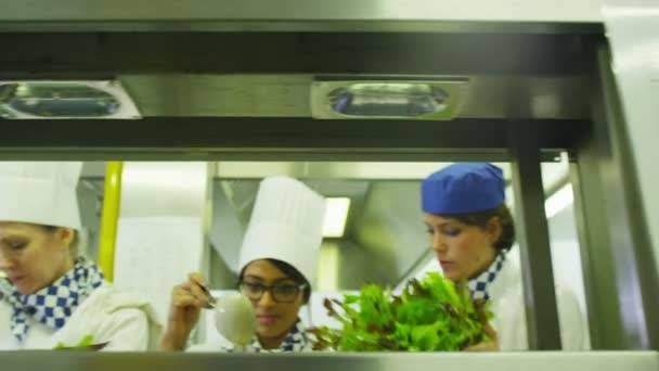 Chefs preparando alimentos — Vídeo de Stock