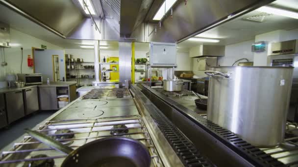 Mogna manlig kock arbeta ensam i kommersiella kök — Stockvideo