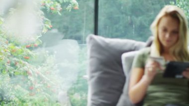 İnternet 'ten alışveriş yapan kadın