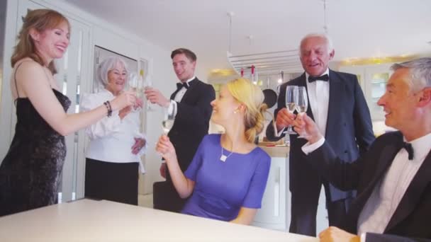 Couples raise champagne glasses — Stock Video