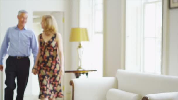 Couple d'âge mûr se détendre dans une maison élégante — Video