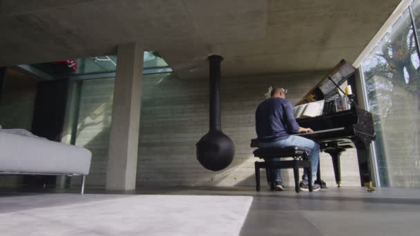 L'uomo suona il pianoforte da solo — Video Stock