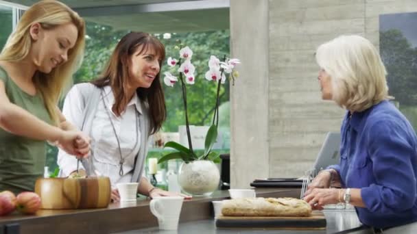 Familie & Freunde bereiten Mahlzeit zu — Stockvideo